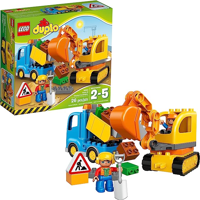 LEGO DUPLO Town 10812 Truck & Tracked Excavator Building Kit (26 Piece) by LEGO