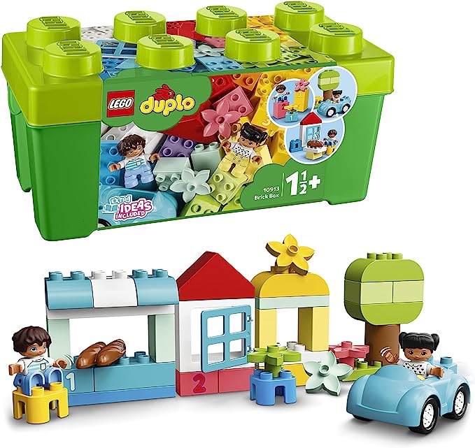 LEGO 10913 DUPLO Classic Brick Box Building Set with Storage, Toy Car, Number Bricks and More, Learning Toys for Toddlers, Boys and Girls 1.5 Years Old, 1 Count (Pack of 1), Multicolor
